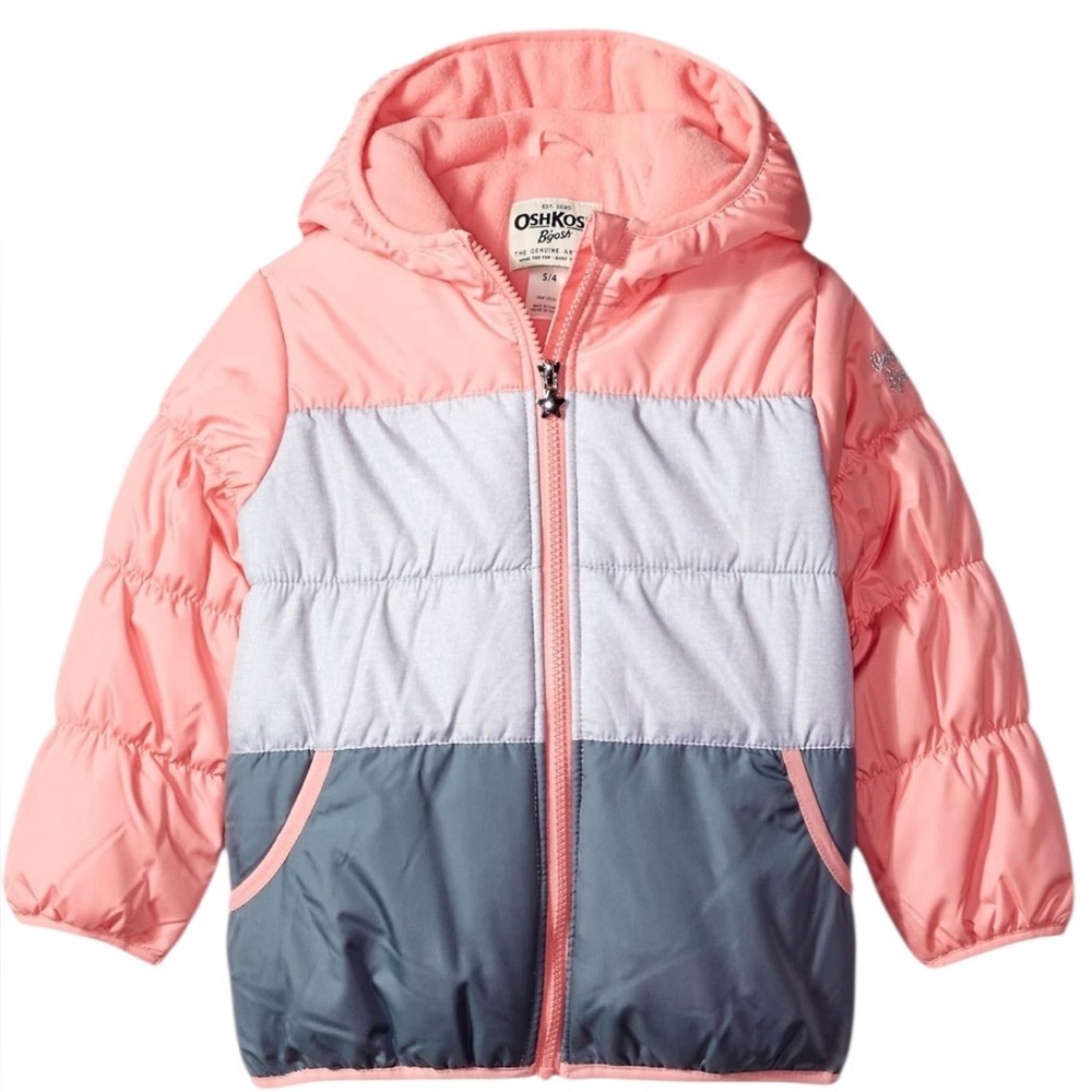 OshKosh B'gosh Puffer Jacket Kids Girls 24M Pink Gray